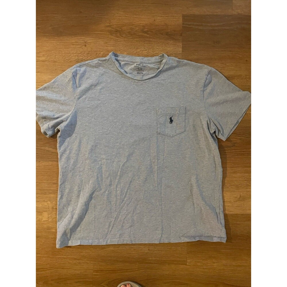 Polo Ralph Lauren Men’s Gray Solid Logo Pocket Crew Neck Short Sleeve T-Shirt XL